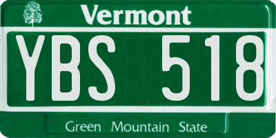 VT license plate YBS518