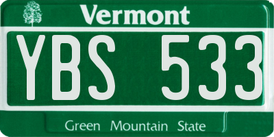 VT license plate YBS533