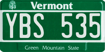 VT license plate YBS535