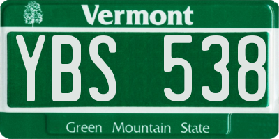 VT license plate YBS538