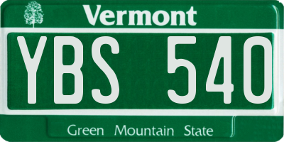 VT license plate YBS540