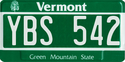 VT license plate YBS542