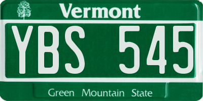 VT license plate YBS545