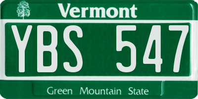 VT license plate YBS547