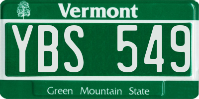 VT license plate YBS549