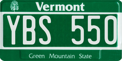 VT license plate YBS550