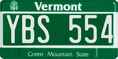 VT license plate YBS554