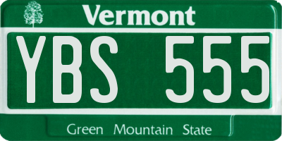 VT license plate YBS555