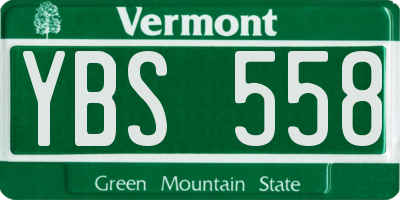 VT license plate YBS558