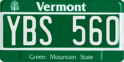 VT license plate YBS560