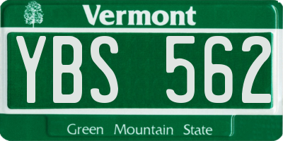 VT license plate YBS562