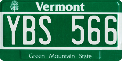VT license plate YBS566