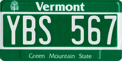 VT license plate YBS567