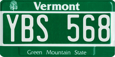 VT license plate YBS568