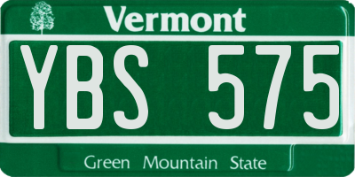 VT license plate YBS575
