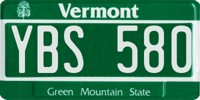 VT license plate YBS580