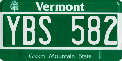 VT license plate YBS582