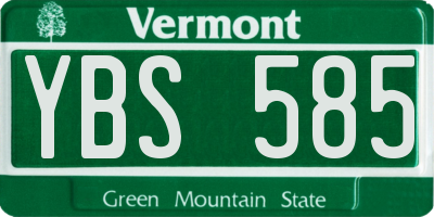 VT license plate YBS585