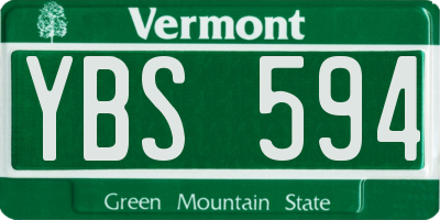 VT license plate YBS594