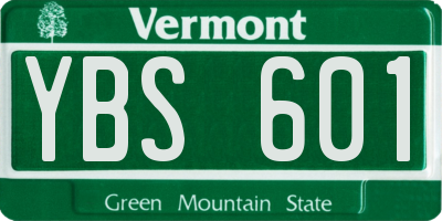 VT license plate YBS601