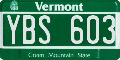 VT license plate YBS603