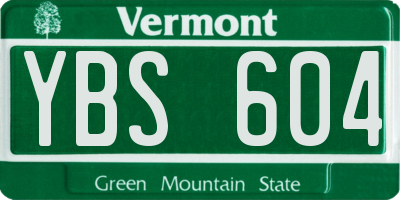 VT license plate YBS604