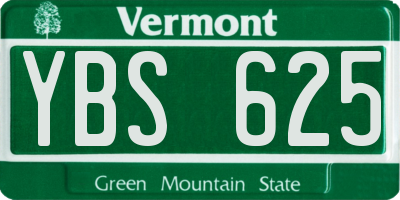 VT license plate YBS625