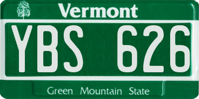 VT license plate YBS626