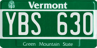 VT license plate YBS630