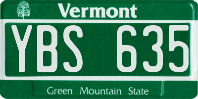 VT license plate YBS635