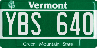 VT license plate YBS640