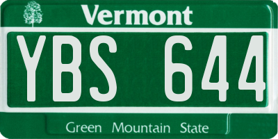 VT license plate YBS644