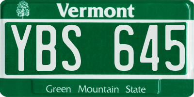VT license plate YBS645