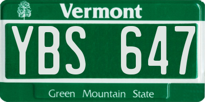 VT license plate YBS647