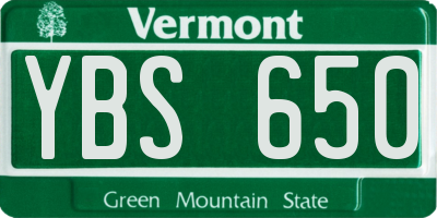 VT license plate YBS650