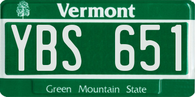 VT license plate YBS651