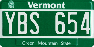 VT license plate YBS654