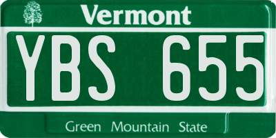 VT license plate YBS655