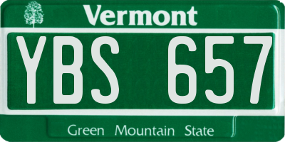 VT license plate YBS657