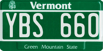 VT license plate YBS660