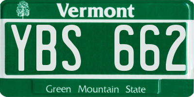 VT license plate YBS662