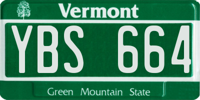 VT license plate YBS664