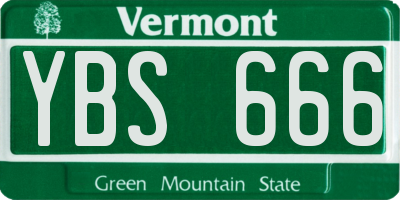 VT license plate YBS666