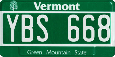 VT license plate YBS668