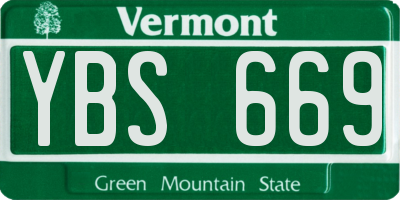VT license plate YBS669