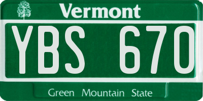 VT license plate YBS670