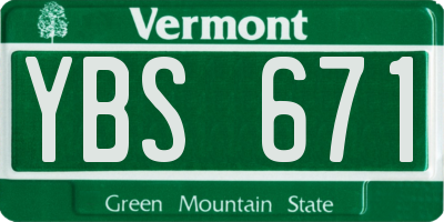 VT license plate YBS671