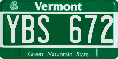 VT license plate YBS672