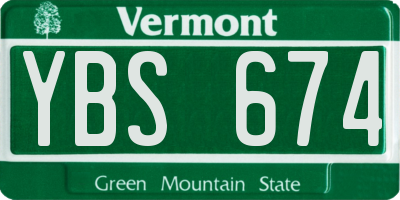 VT license plate YBS674
