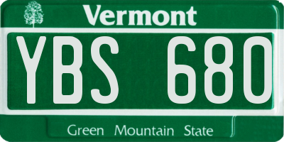 VT license plate YBS680